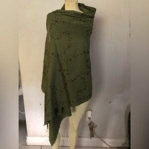 Ann Taylor Pashmina Olive Green Wrap Scarf 78 x 32